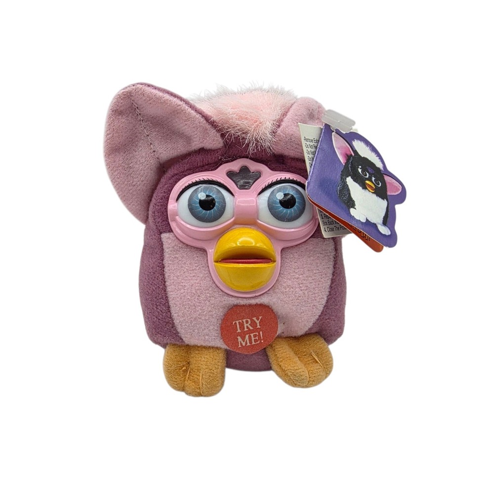 Furby Keychain Toys Talking Plush Pink 1999 Tiger Electronics Collection Rare 3"